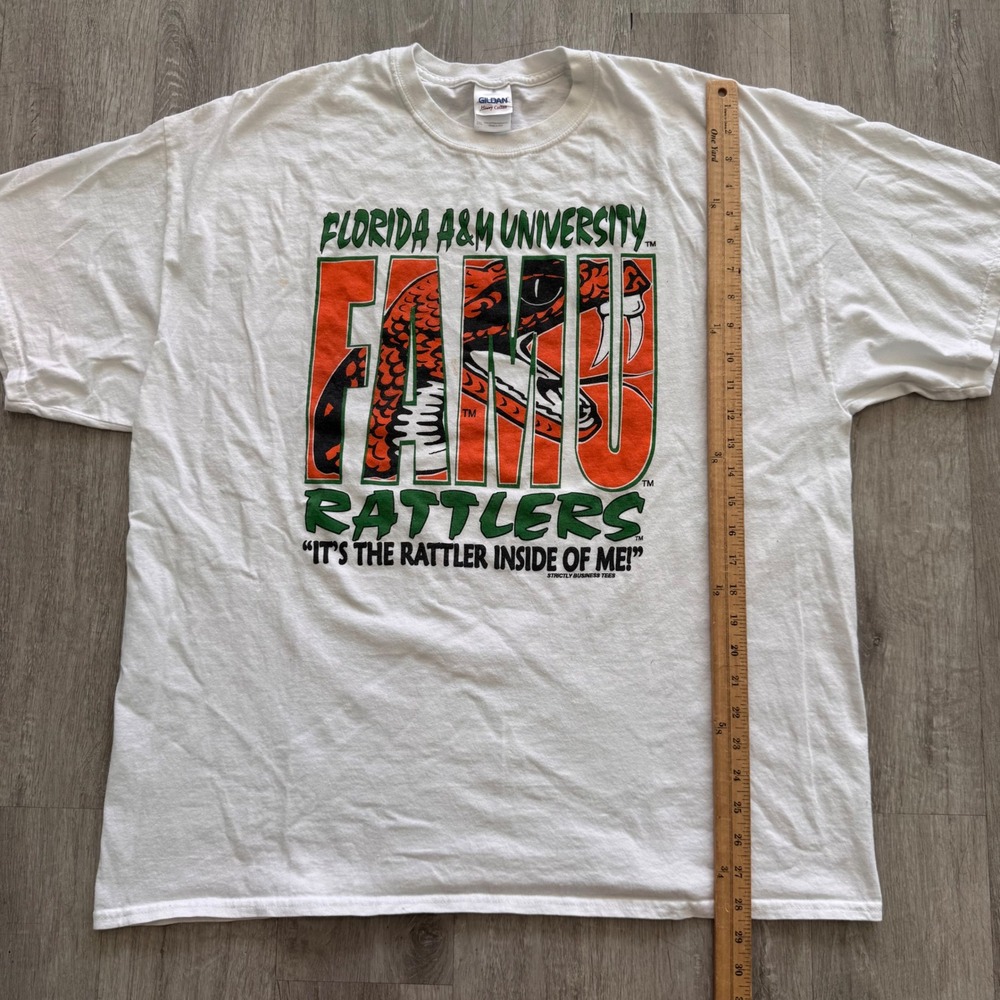 Vintage Florida A&M University FAMU Rattlers White Graphic T-Shirt Mens 2XL - Picture 7 of 8
